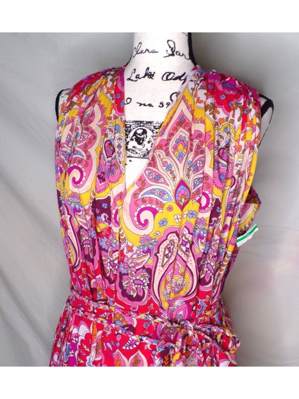 Mille Marilyn Paisley Halter Neck Full Skirt Midi Dress Cotton Medium EUC - Picture 6 of 13
